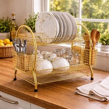 2 Tier Dish Drying Rack Gold