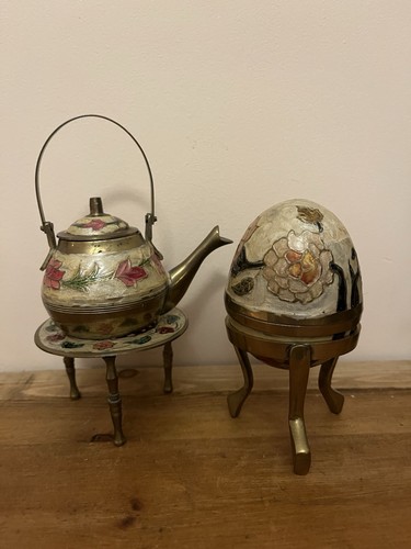 Brass enamel teapot - enamel, with