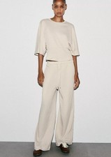 Zara Ecru Cotton Cinched Waist