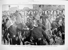 Old Antique Print 1900 General Buller Aldershot Firemen Carriage Horses 20th