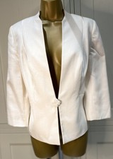 Jacques Vert Special Occasion Ivory Edge to Edge Jacket UK 12  3/4 Sleeves