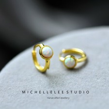 Minimalist White Opal Huggie