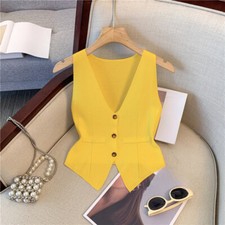 Lady Vintage Style V-neck Vest Top Sleeveless Formal Casual Irregular Waistcoat