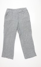 J. Taylor Women's Grey Straight Leg Linen Trousers