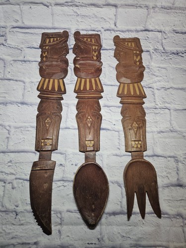 Vtg wooden fork spoon knife - vtg, spoon,