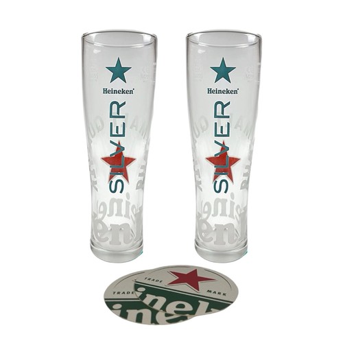 Heineken silver pint glass - pint, x2