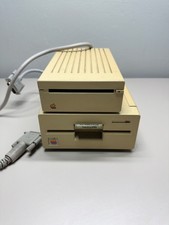 Pair of vintage Apple external floppy disk drives - 3.5 Inch and 5.25 Inch