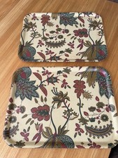 Pair of Vintage 1982  Laura Ashley  Melamine Trays  Jacobean Gold Print  Rare 