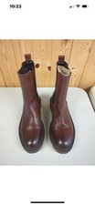 DUNE OF LONDON DARK TAN LEATHER CLEATED BIKER BOOTS UK5 SAN12