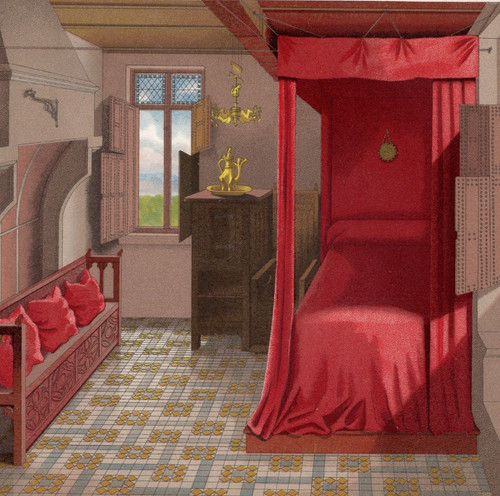 Medieval bedchamber interior - bedchamber,
