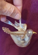 Hand Blown Glass Christmas Tree Ornament In The Shape Of a Dove.
