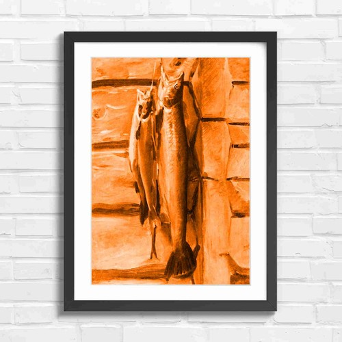 Vintage salmon fishing art - vintage,