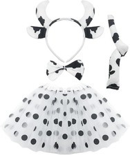4 Pcs White Cow Costume Set