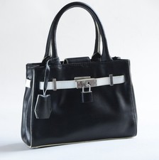 Small BLACK LEATHER TOP HANDLE
