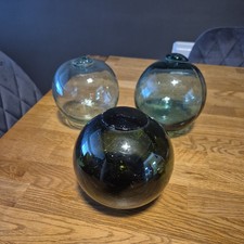 TRIO OF ANTIQUE GLASS FISHING FLOATS/BUOYS.