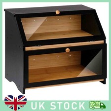 Wooden Bread Bin Double Layer Cutting Board Kitchen Storage Box