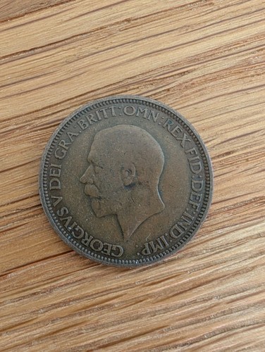 King george half penny coin - v,