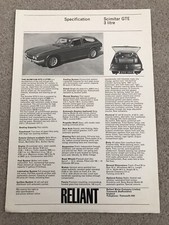 Reliant Scimitar GTE Specification Sheet