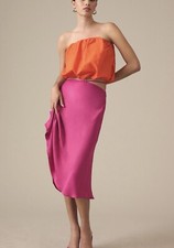 Anthropologie bandeau tube top Poplin Bubble 80s Orange size XL stretch