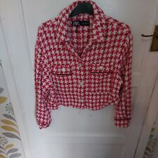 Zara Dog Tooth Cropped Jacket