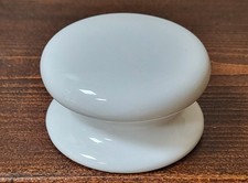 Ceramic Knob Door Handle White large 55mm Dia x 30mm high with 3mm screw hole.
