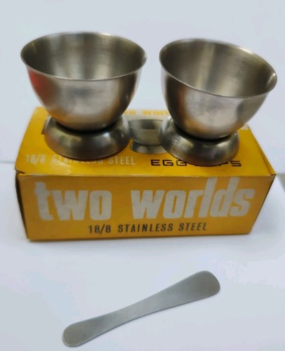 Two stainless steel egg cups - stainless,