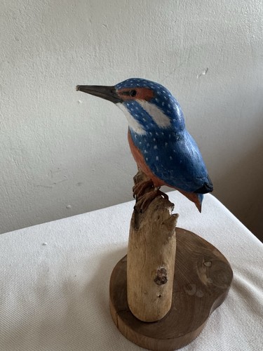 Hand carved wooden kingfisher - wooden,