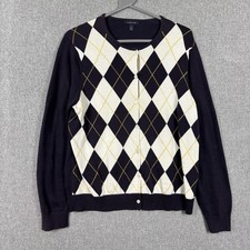 Lands End Cardigan Womens Size Large Diamond Argyle 