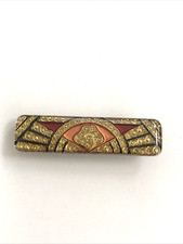 Vintage Pierre Bex Style Enamel Bar Silver Tone Art Deco Brooch Pin 6x1cm Retro
