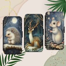 Forest Animals flip wallet phone case cover for iPhone Samsung Pixel Deer Mouse