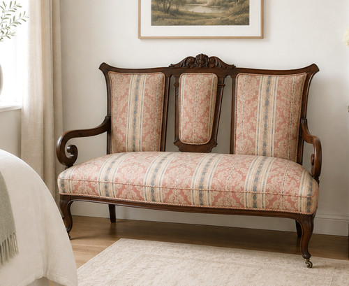 Victorian mahogany settee - settee, 2