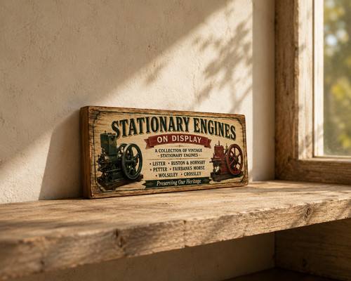 Stationary engine sign vintage - sign,