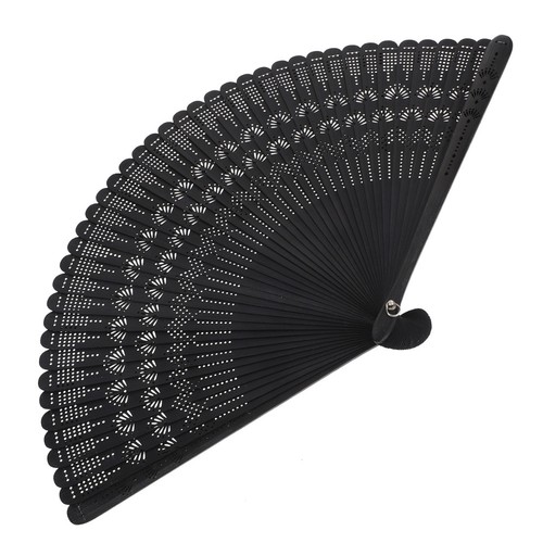 Silk bamboo folding fan black - bamboo,