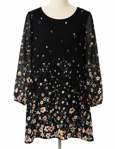 Apricot black floral - apricot,