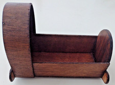 SMALL WOODEN  VINTAGE DOLLS ROCKING CRIB