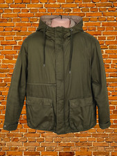 ZARA KHAKI PARKA JACKET COAT SMALL COTTON MENS WARM PADDED FITTED HOOD ZIP UP