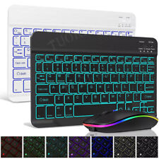 10" Wireless Backlit Bluetooth Keyboard Mouse For IOS Android Windows Tablet PC