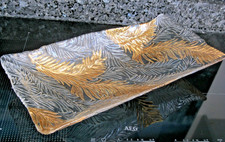 Italian.Textured Glass With Gold Leaf Decorated Large Centrepiece Bowl-Unused