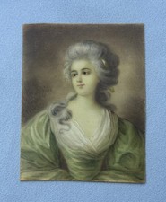 Antique Portrait Miniature Painting of a Lady - Signed