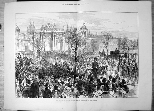 Original old antique print - old,