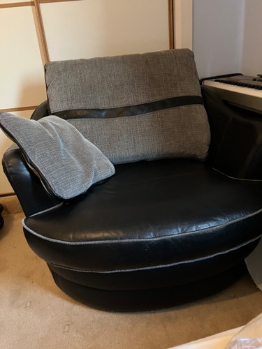 Leather swivel armchair - , (