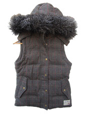 Jack Wills women's size 12 tweed wool hooded gilet bodywarmer ,36-38in chest