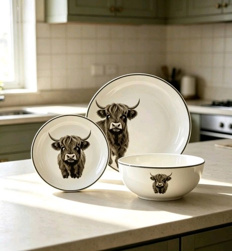 White highland cow - white, set