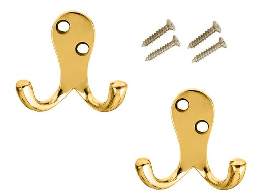 Coat hooks brass - double, door