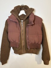 HOLLISTER CHOCOLATE BROWN TEDDY ZIP FLEECE SIZE XXS WITH ZARA BODY WARMER SIZE S