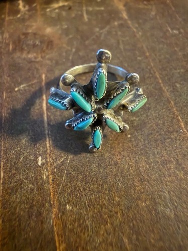 Zuni turquoise silver ring - turquoise,