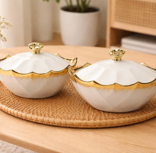 White gold trim - gold, ceramic
