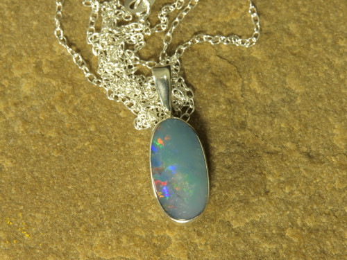 Blue opal pendant necklace
