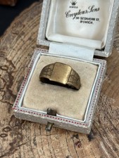 Vintage Gents Signet Ring Shield Empty Cartouche Brass Tone 1960s Size R