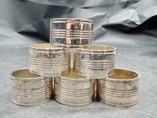 VINTAGE SILVER PLATED NAPKIN RINGS SET 6 RETRO ART DECO TABLEWARE SERVING
